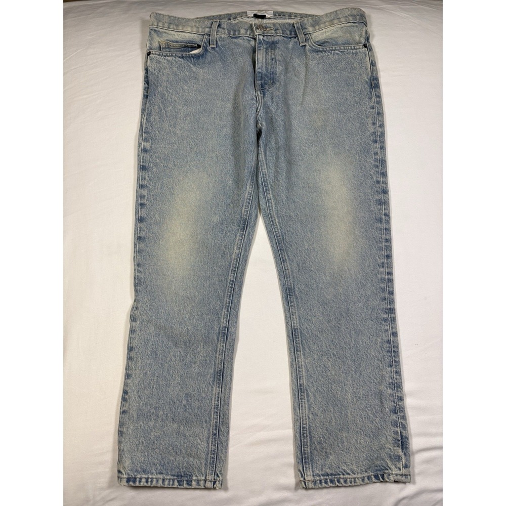 Current/Elliott The Cropped Straight Jeans Mens 31 Light Indigo Blue Cotton USA
